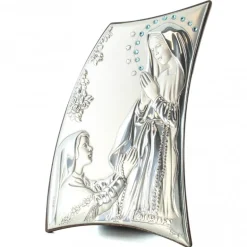 Palais du Rosaire Cadre de l'Apparition avec strass argenté sur bois de 20x13cm^ Cadre Religieux