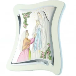 Palais du Rosaire Cadre de l'Apparition de Lourdes en couleur sur métal et bois 12x10cm^ Cadre Religieux