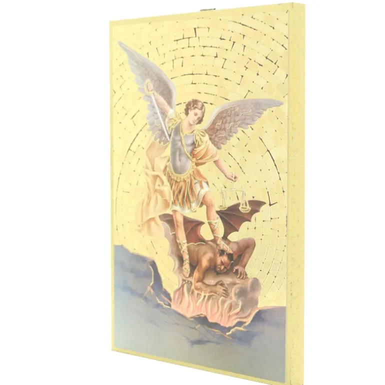 Palais du Rosaire Cadre de Saint Michel en bois effet mosaïque 10x15cm^ Cadre Religieux