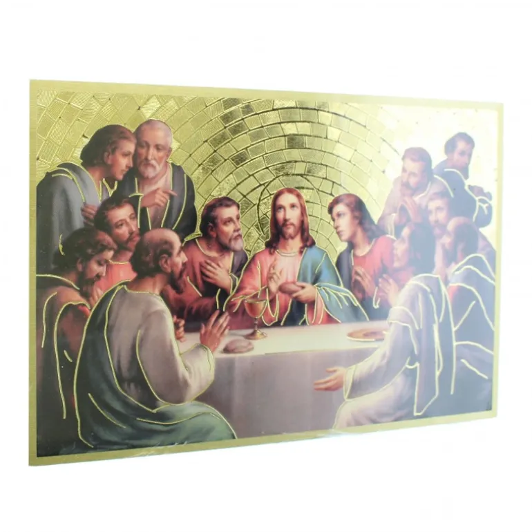 Palais du Rosaire Cadre en bois de la Cène sur fond mosaïque 11x16cm^ Pâques | Cadre Religieux