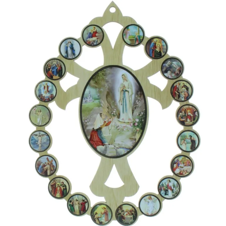 Palais du Rosaire Cadre en bois de Lourdes et la vie du Christ 20x14cm^ Cadre Religieux
