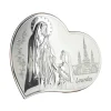 Palais du Rosaire Cadre en forme de coeur de l'Apparition de Lourdes en métal argenté 21x17cm^ Cadre Religieux