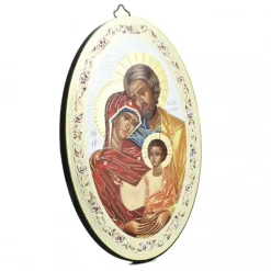 Palais du Rosaire Cadre ovale Sainte Famille sur bois de 18x12cm^ Cadre Religieux