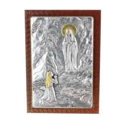 Palais du Rosaire Cadre religieux Apparition de Lourdes argentée 7 x 10 cm^ Cadre Religieux