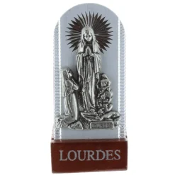 Palais du Rosaire Cadre religieux Apparition de Lourdes en métal argenté 3 x 7 cm^ Cadre Religieux