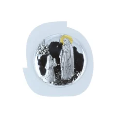 Palais du Rosaire Cadre religieux Apparition de Lourdes argentée 5 x 5,5 cm^ Cadre Religieux