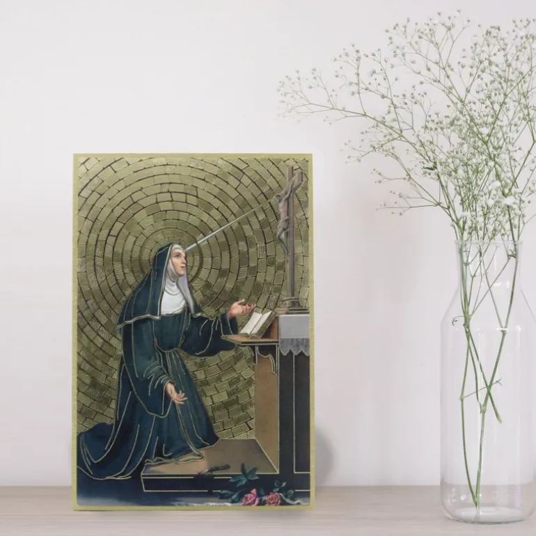 Palais du Rosaire Cadre religieux de Sainte Rita en bois avec effet mosaique 10x15cm^ Cadre Religieux