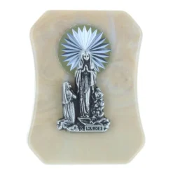 Palais du Rosaire Cadre religieux en résine Apparition de Lourdes argentée 4,5 x 6 cm^ Cadre Religieux