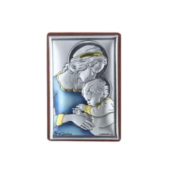 Palais du Rosaire Cadre religieux la Vierge à l'enfant Jésus argenté coloré 4 x 6 cm^ Cadre Religieux