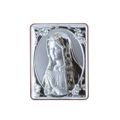 Palais du Rosaire Cadre religieux Vierge de Fatima argentée 5 x 6,5 cm^ Cadre Religieux