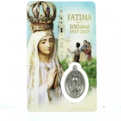 Palais du Rosaire Carte de prière de la Vierge de Fatima avec médaille^ Croix Religieuse | Image Religieuse