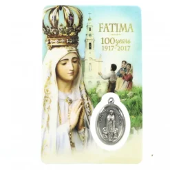 Palais du Rosaire Carte de prière de la Vierge de Fatima avec médaille^ Croix Religieuse | Image Religieuse
