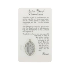 Palais du Rosaire Carte de prière de Padre Pio avec médaille^ Image Religieuse