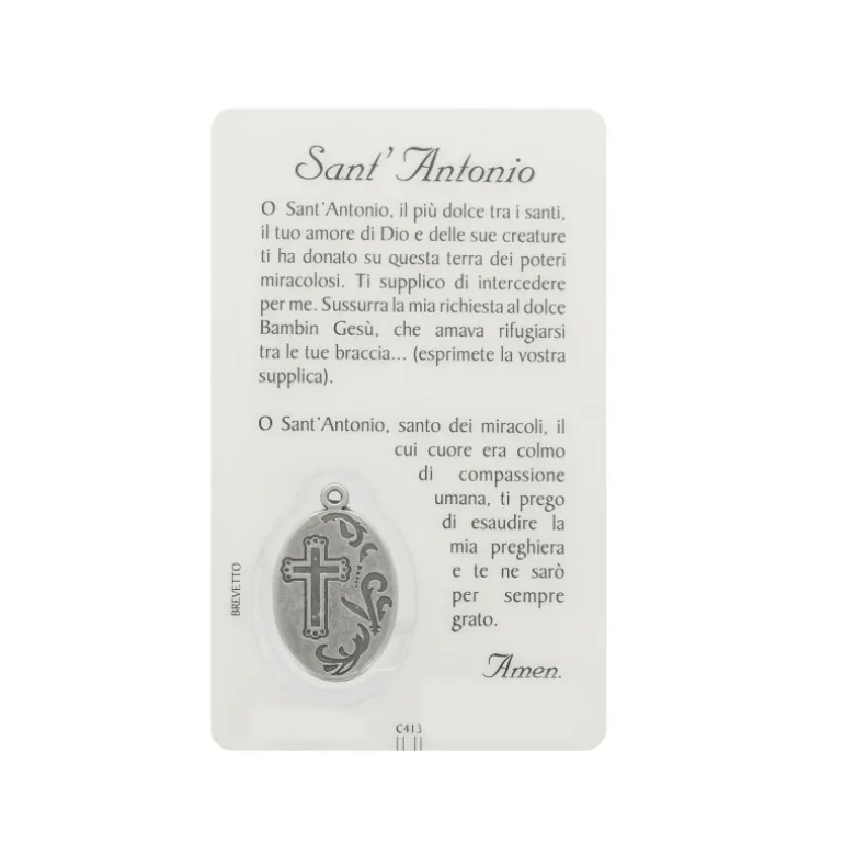 Palais du Rosaire Carte de prière de Saint Antoine avec médaille^ Image Religieuse