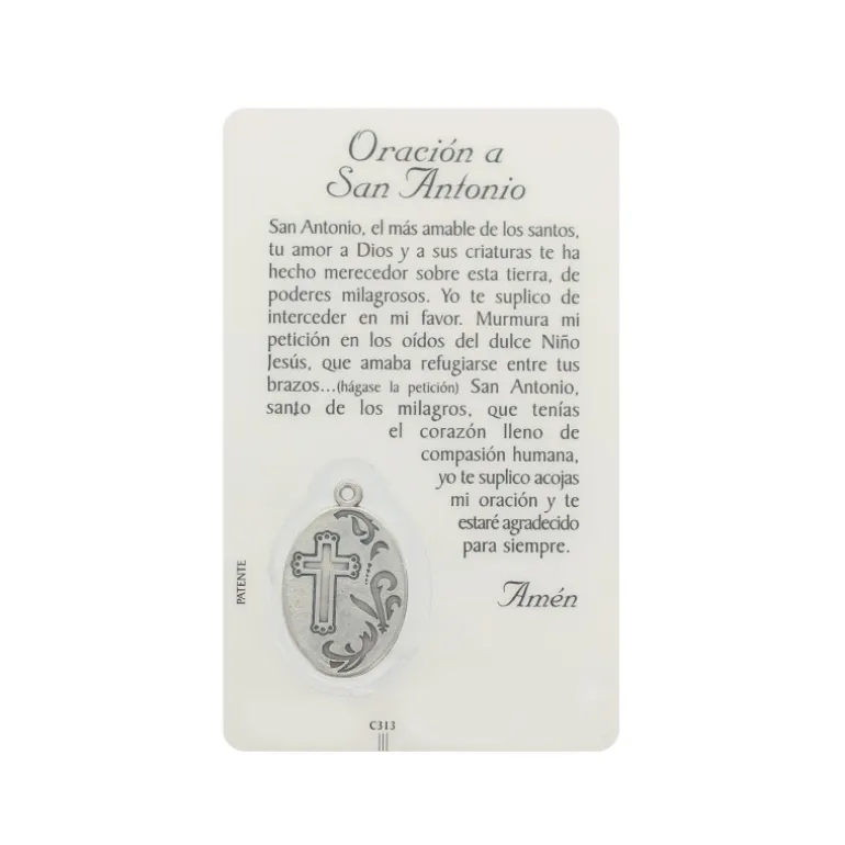 Palais du Rosaire Carte de prière de Saint Antoine avec médaille^ Image Religieuse