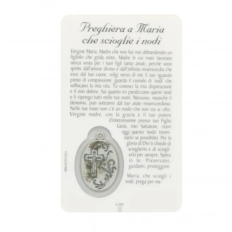 Palais du Rosaire Carte de prière Marie qui défait les noeuds avec médaille^ Image Religieuse