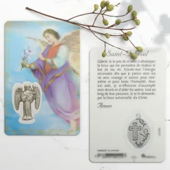 Palais du Rosaire Carte de prière Saint Gabriel avec médaille^ Image Religieuse