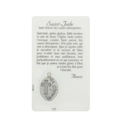 Palais du Rosaire Carte de prière Saint Jude avec médaille^ Image Religieuse