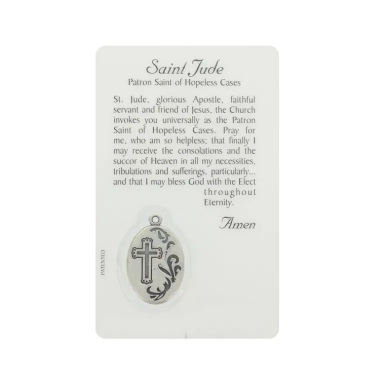 Palais du Rosaire Carte de prière Saint Jude avec médaille^ Image Religieuse