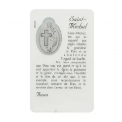 Palais du Rosaire Carte de prière Saint Michel avec médaille^ Image Religieuse