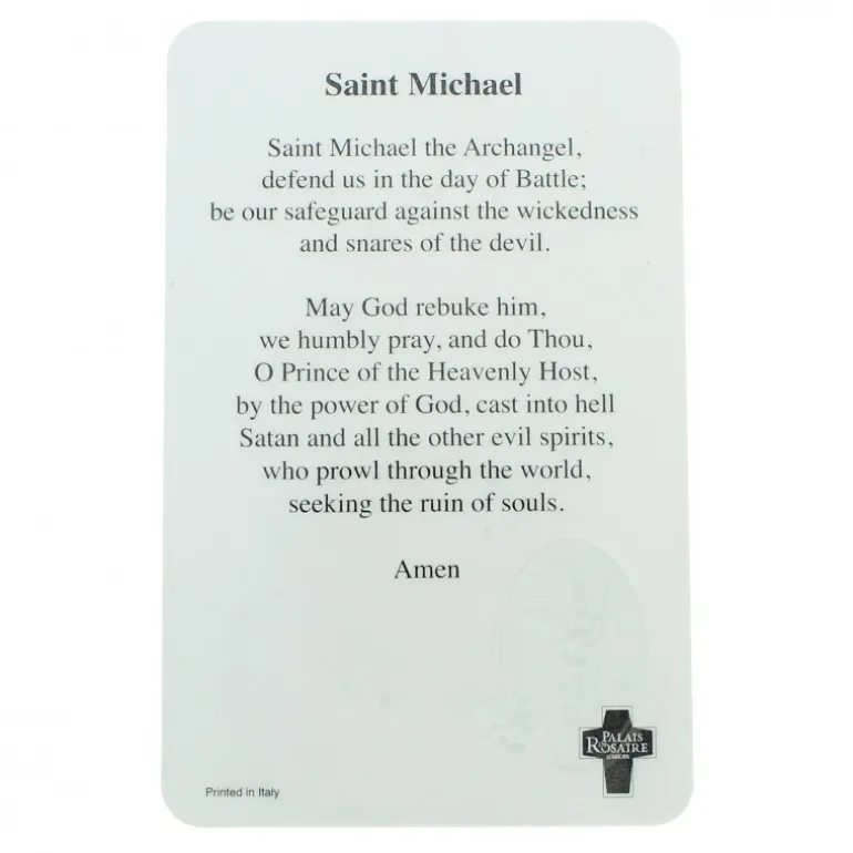 Palais du Rosaire Carte de prière Saint Michel avec médaille^ Image Religieuse