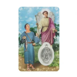 Palais du Rosaire Carte de prière Saint Raphaël avec médaille^ Image Religieuse