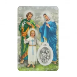 Palais du Rosaire Carte de prière Sainte Famille avec médaille^ Image Religieuse
