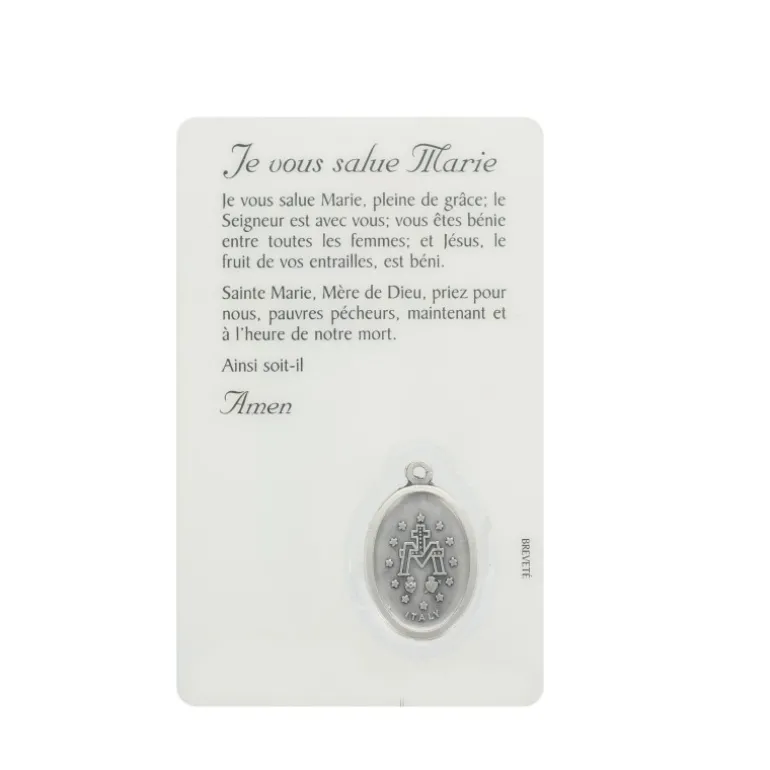 Palais du Rosaire Carte de prière Vierge Miraculeuse avec médaille^ Image Religieuse