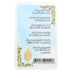 Palais du Rosaire Carte Prière de Lourdes avec médaille miraculeuse dorée^ Image Religieuse