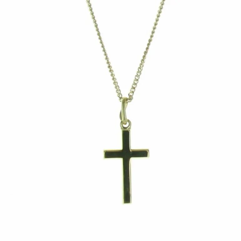 Palais du Rosaire Chaîne en plaqué or avec une croix bâton^ Collier En Plaqué Or