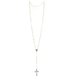 Palais du Rosaire Chapelet argenté avec grains en nacre et pierres swarovski^ Chapelet Nacre | Chapelet Cristal