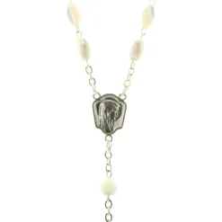 Palais du Rosaire Chapelet Argenté en Nacre véritable^ Communion | Chapelet De Communion
