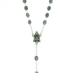 Palais du Rosaire Chapelet avec grains de l'Apparition et de la Vierge en métal argenté^ Chapelet Métal