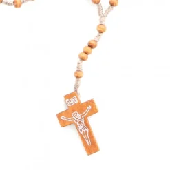 Palais du Rosaire Chapelet corde court en bois avec Christ dessiné^ Chapelet Corde | Chapelet Bois