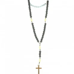 Palais du Rosaire Chapelet corde grains bois et blanc guilloché^ Chapelet Corde | Chapelet Bois