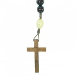 Palais du Rosaire Chapelet corde grains bois et blanc guilloché^ Chapelet Corde | Chapelet Bois