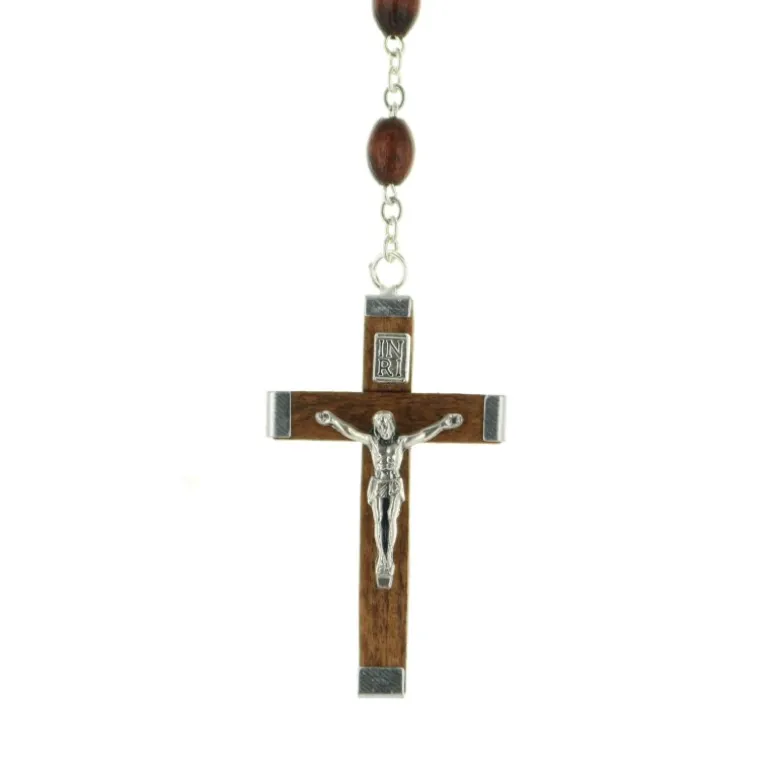 Palais du Rosaire Chapelet de Bernadette en bois sur chaîne en argent^ Chapelet De Sainte Bernadette | Chapelet Bois