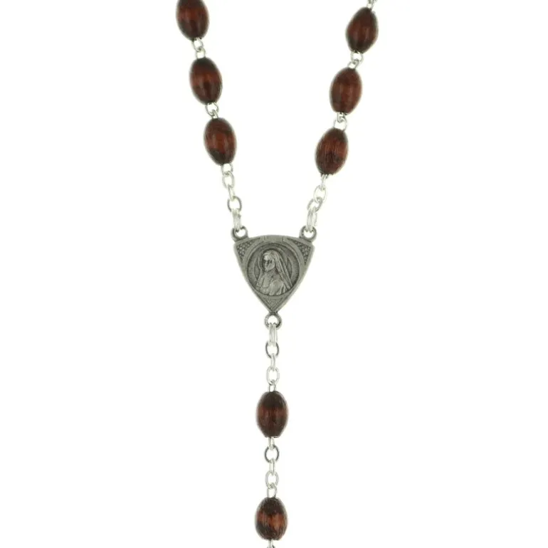 Palais du Rosaire Chapelet de Bernadette en bois sur chaîne en argent^ Chapelet De Sainte Bernadette | Chapelet Bois