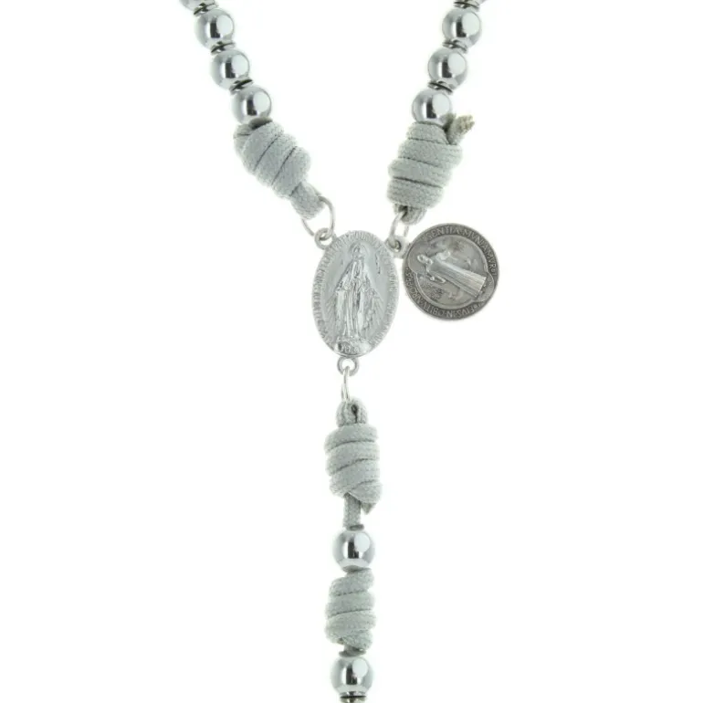 Palais du Rosaire Chapelet de Combat sur corde avec une médaille de Saint Benoît et croix du pardon^ Chapelet De Saint Benoît | Chapelet Métal