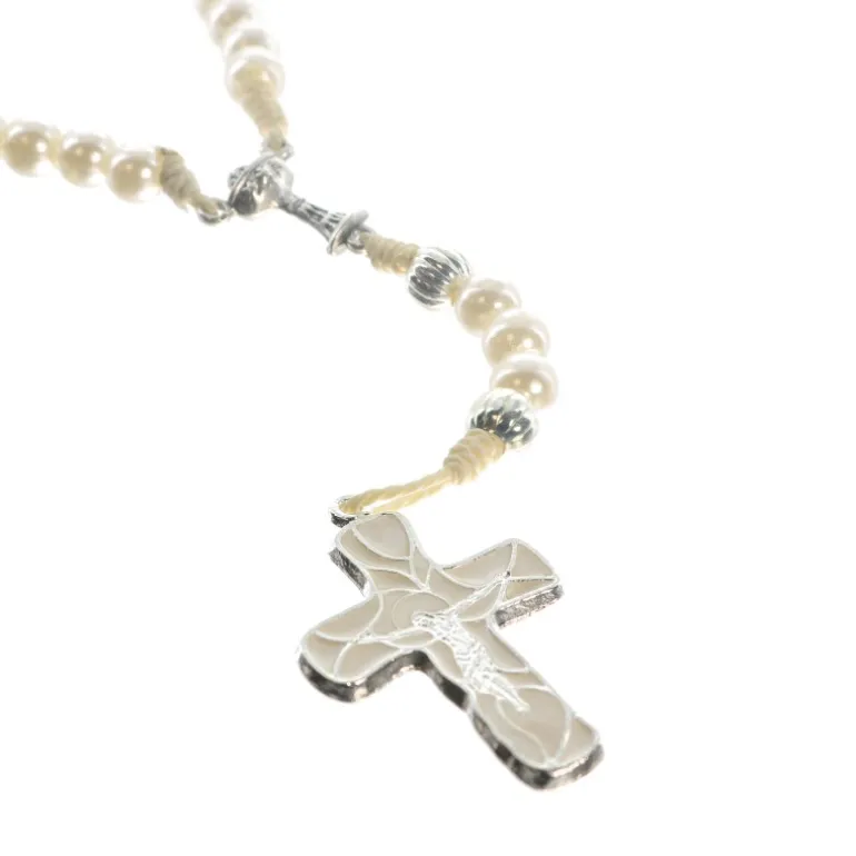 Palais du Rosaire Chapelet de communion blanc coeur Calice en corde^ Communion | Chapelet De Communion