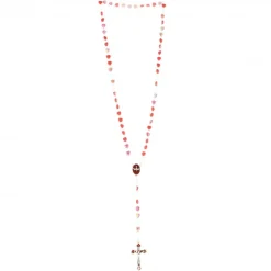Palais du Rosaire Chapelet de Confirmation avec coeur Saint Esprit et grains en coeurs rouges^ Communion | Chapelet Verre