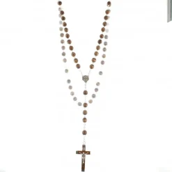 Palais du Rosaire Chapelet de Jérusalem en bois d'olivier avec chaîne en métal^ Chapelet Bois
