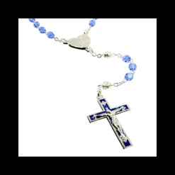 Palais du Rosaire Chapelet de Lourdes avec des grains en verre bleu et coeur de l'Apparition^ Chapelet Verre