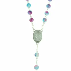 Palais du Rosaire Chapelet de Lourdes avec des grains en verre marbrés colorés^ Chapelet De Lourdes | Chapelet Verre