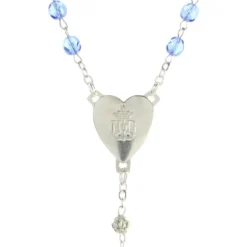 Palais du Rosaire Chapelet de Lourdes avec des grains en verre bleu et coeur de l'Apparition^ Chapelet Verre