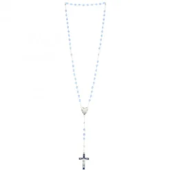 Palais du Rosaire Chapelet de Lourdes avec des grains en verre bleu et coeur de l'Apparition^ Chapelet Verre
