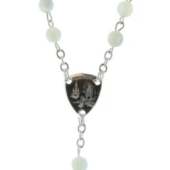 Palais du Rosaire Chapelet de Lourdes en Argent avec des grains en Nacre^ Communion | Chapelet De Communion