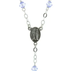 Palais du Rosaire Chapelet de Lourdes en Argent avec des grains en cristal Swarovski coloré de 5mm^ Chapelet De Lourdes | Chapelet Cristal