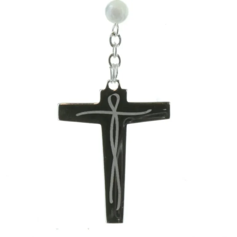 Palais du Rosaire Chapelet de Lourdes en Argent avec des grains en Nacre^ Communion | Chapelet De Communion