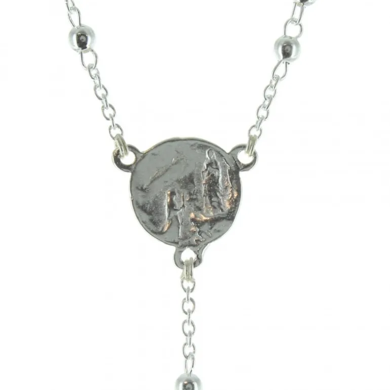 Palais du Rosaire Chapelet de Lourdes en Argent avec fermoir grains 3mm croix classique^ Chapelet De Lourdes | Chapelet Argent